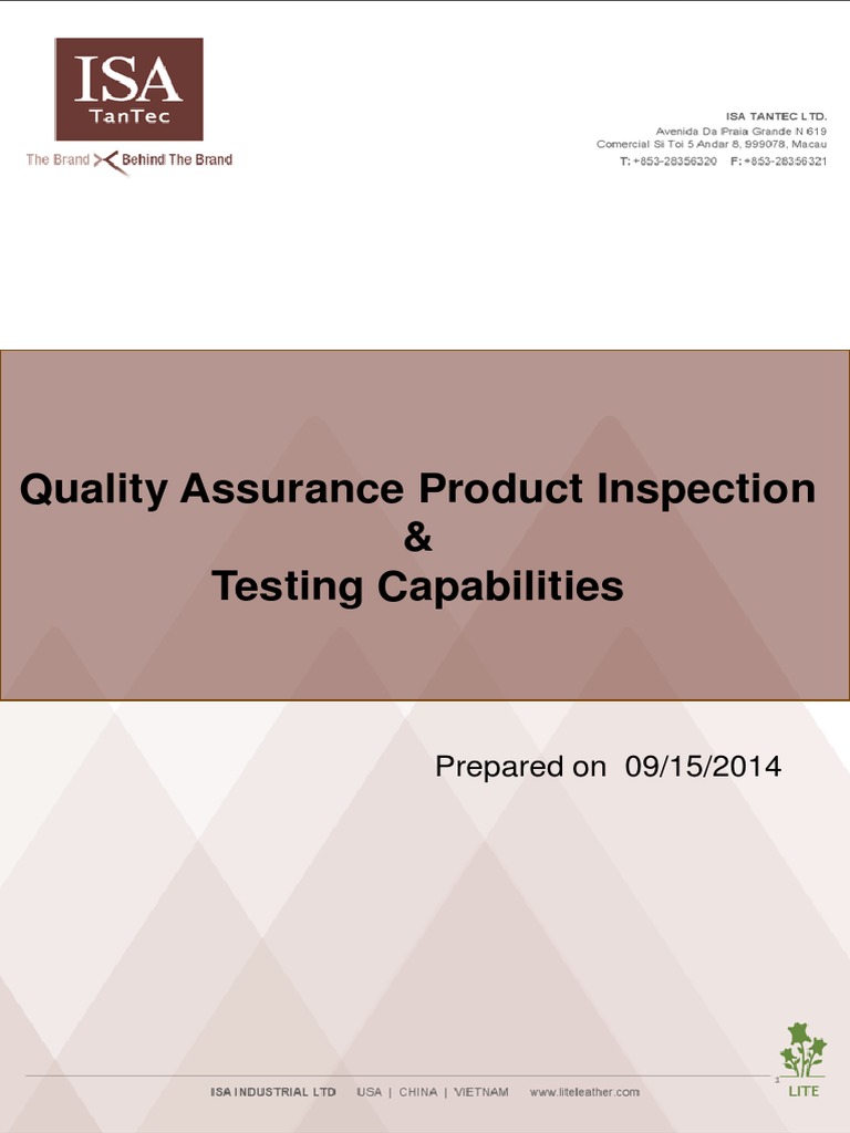 Quality Assurance Product Inspect and Testing Capabilities1 | PDF ...