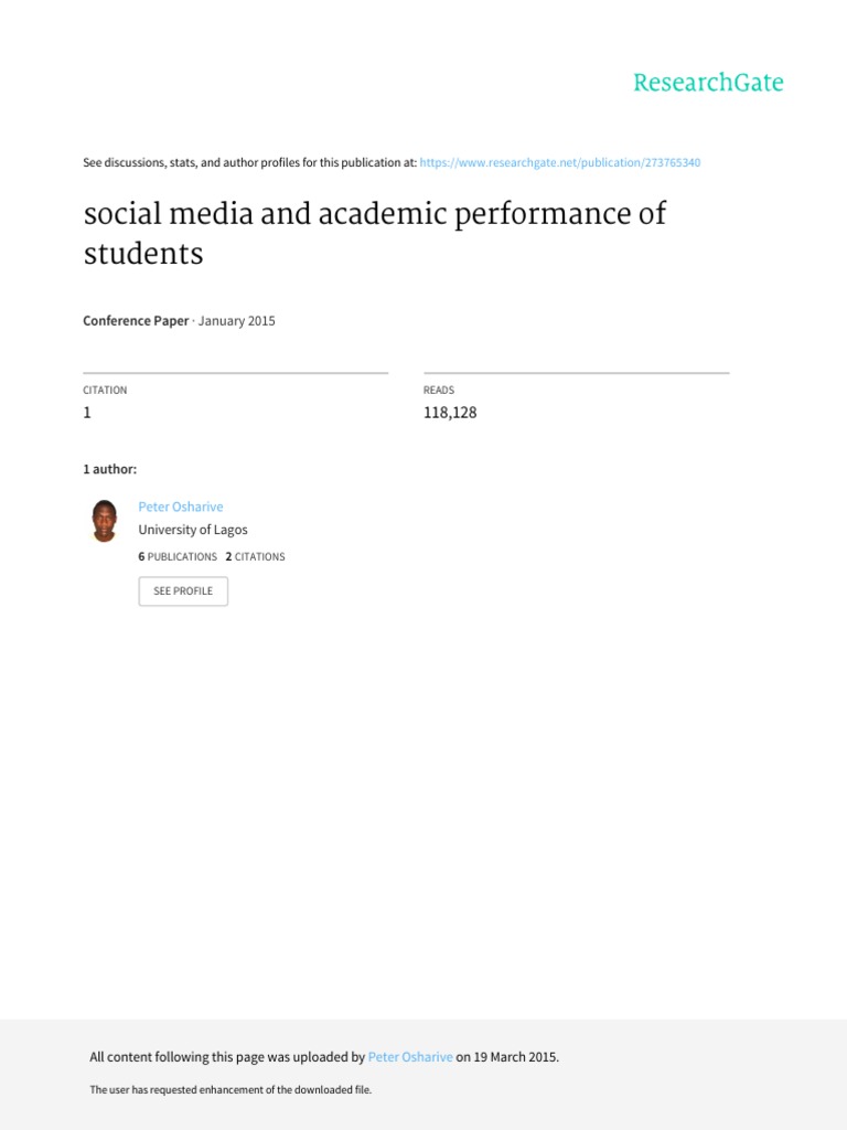 Social Media and Academic Performance | PDF | Social Networking Service ...