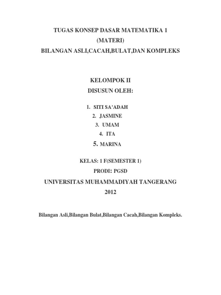 Konsep Himpunan Bilangan dalam Matematika | PDF