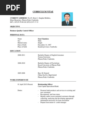 C V Docx Phnom Penh Cambodia