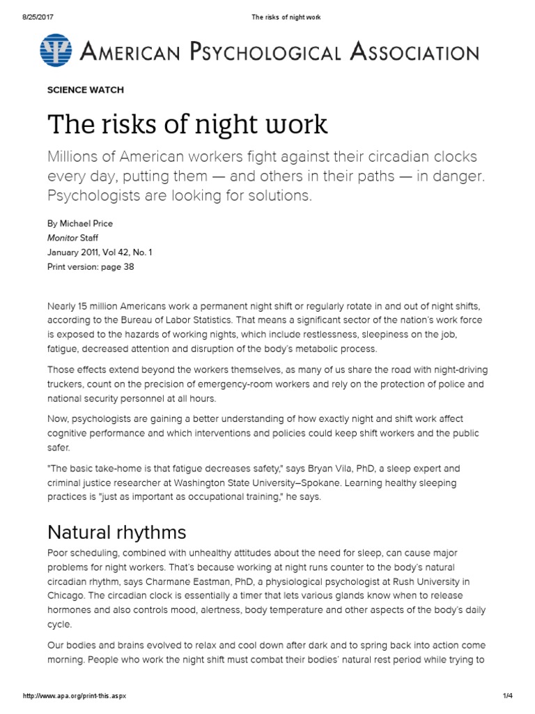 Staying Awake After Night Shifts | PDF | Shift Work | Circadian Rhythm