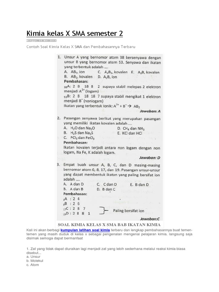 Latihan Soal Ikatan Kimia
