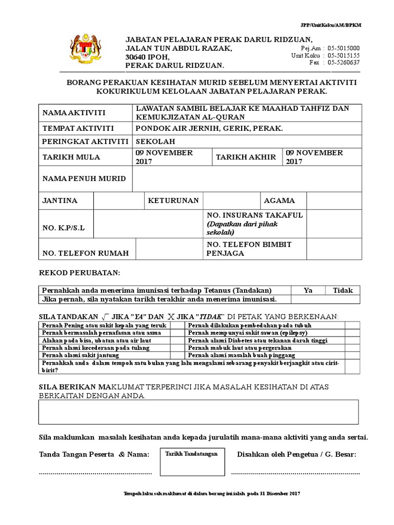buku rekod kesihatan murid