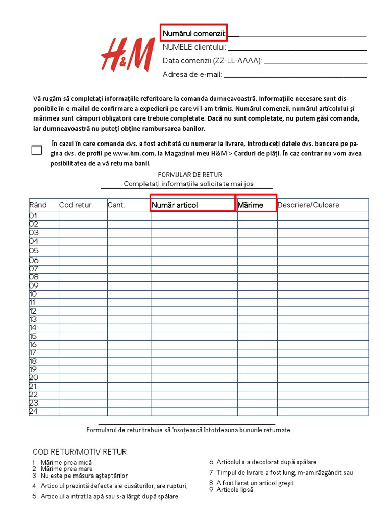 Empty Return Form RO RO 20150306 | PDF