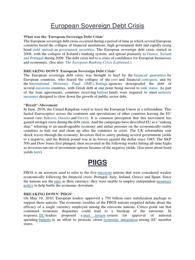Overview of the European Debt Crisis | PDF | Greek Government Debt ...
