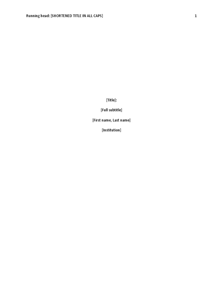Running Head: (Shortened Title in All Caps) 1 | PDF | Language Arts ...