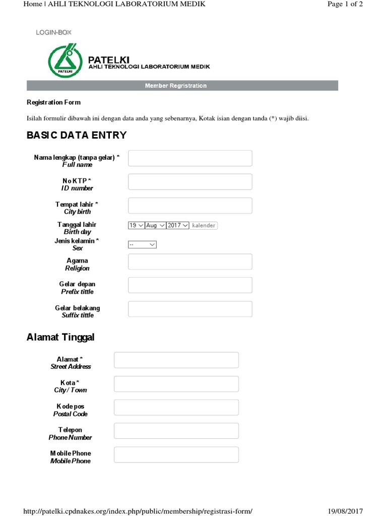 Form Registrasi CPD Online PATELKI