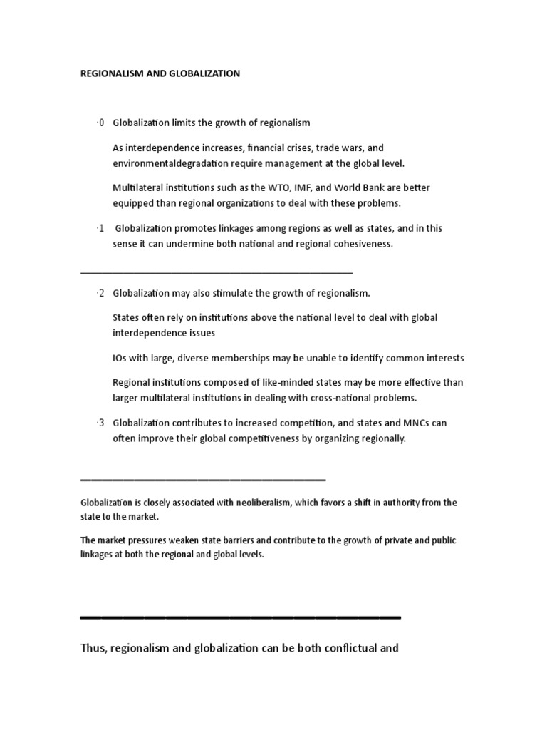 Globalization vs. Regionalism | PDF