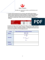 Problemas de Prueba de Hipotesis Para La Diferencia de Medias 