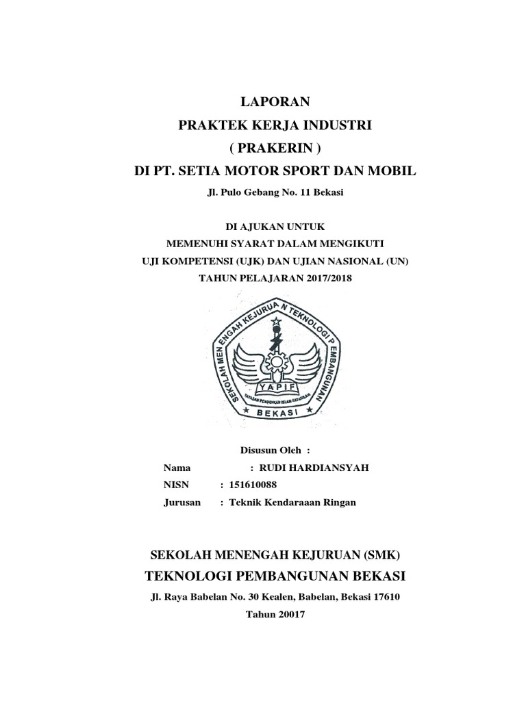 Contoh Laporan Prakerin Smk Jurusan Teknik Kendaraan