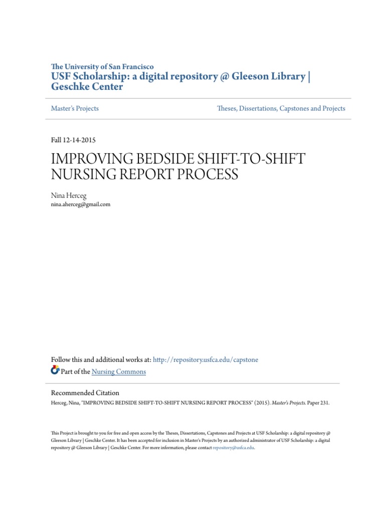 Improving Bedside Shift-To-shift Nursing Report Process | PDF | Nursing ...