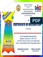 Certificate With Honors Sample