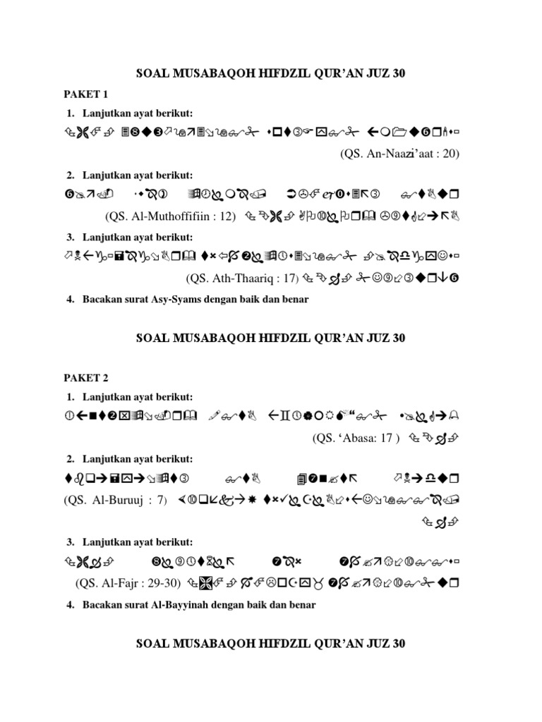 105 Contoh Soal Tahfidz Terbaru Dikdasmen