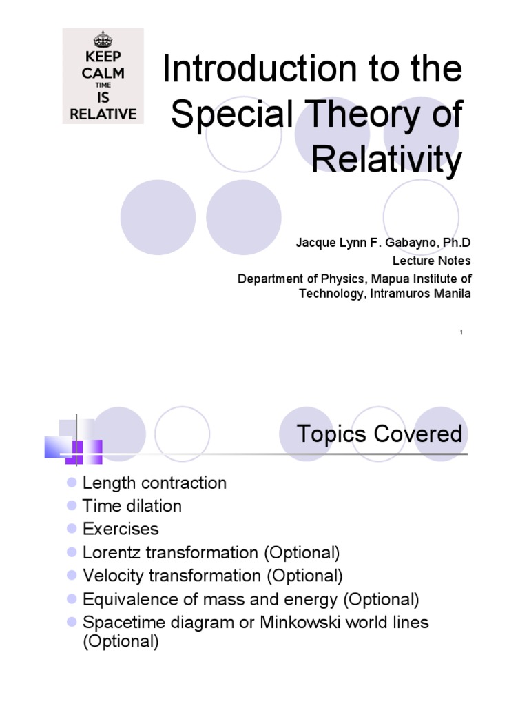 Special Relativity Lecture Notes | PDF | Special Relativity | Spacetime