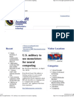 Use of Memristors For Neural Computing in U.S. Military