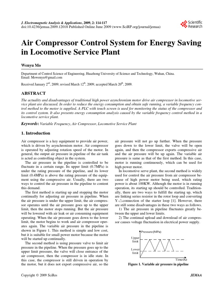 Air Compressor Control System For Energy Saving in Locomotive Service ...