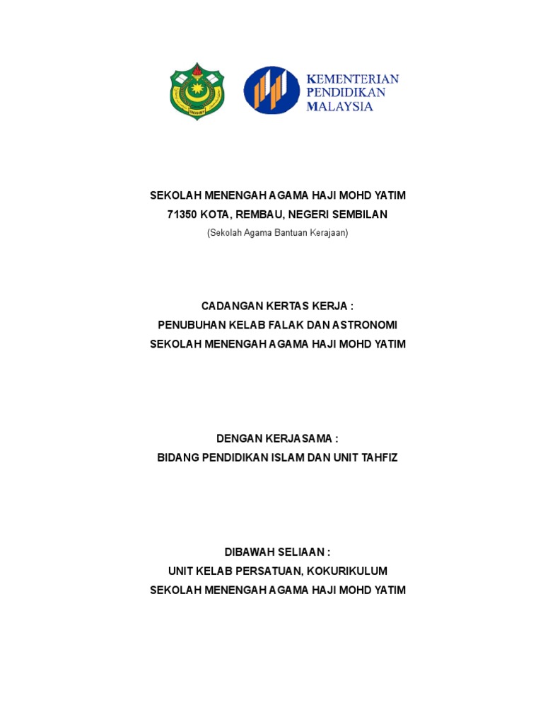 Kertas Kerja Penubuhan Falak Pdf