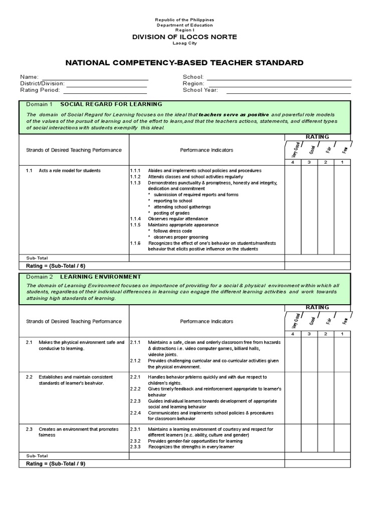 Ncbts Form | PDF | Educational Assessment | Teaching Method