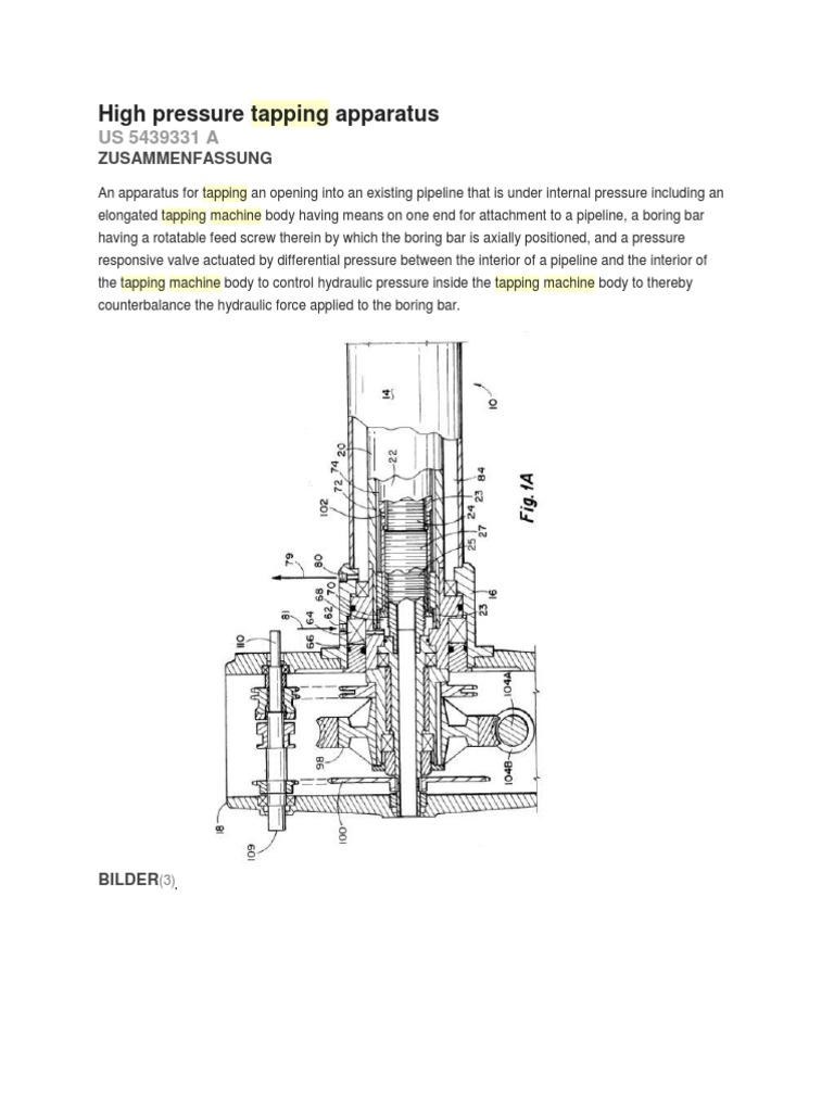 High Pressure Tapping Apparatus: Zusammenfassung | PDF | Valve | Pump