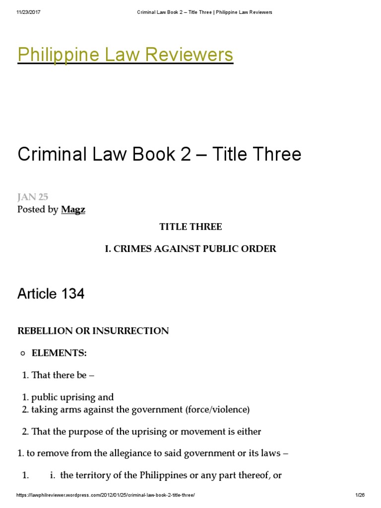 Criminal Law Book 2 Title Three _ Philippine Law Reviewers Assault