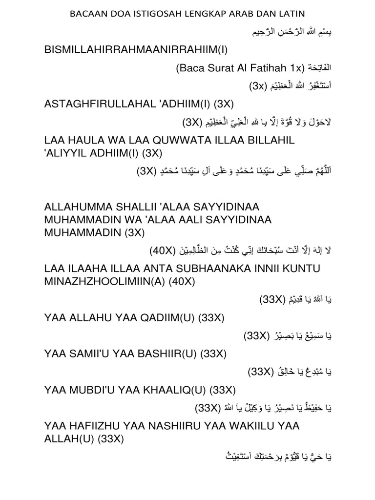 Bacaan Lengkap Doa Istighosah PDF