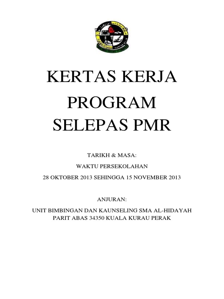Kertas Kerja Program Selepas Pt3