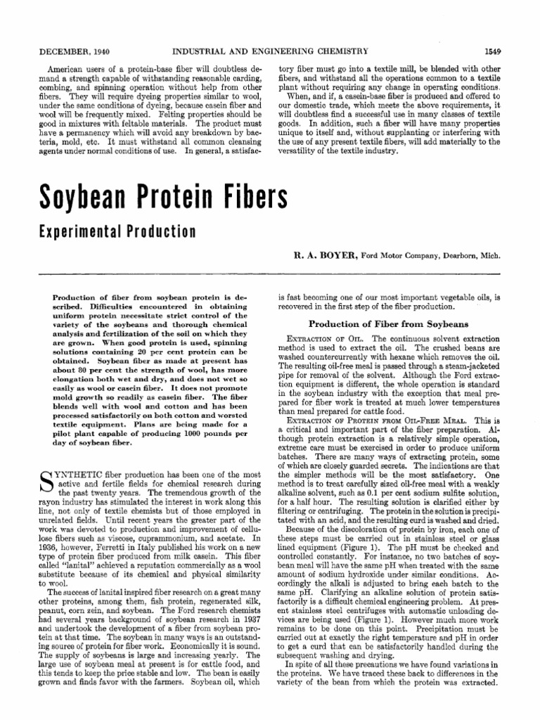 Soybean Fiber PDF Soybean Textiles