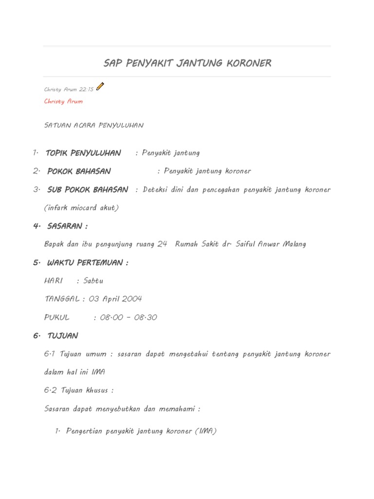Sap Penyakit Jantung Koroner