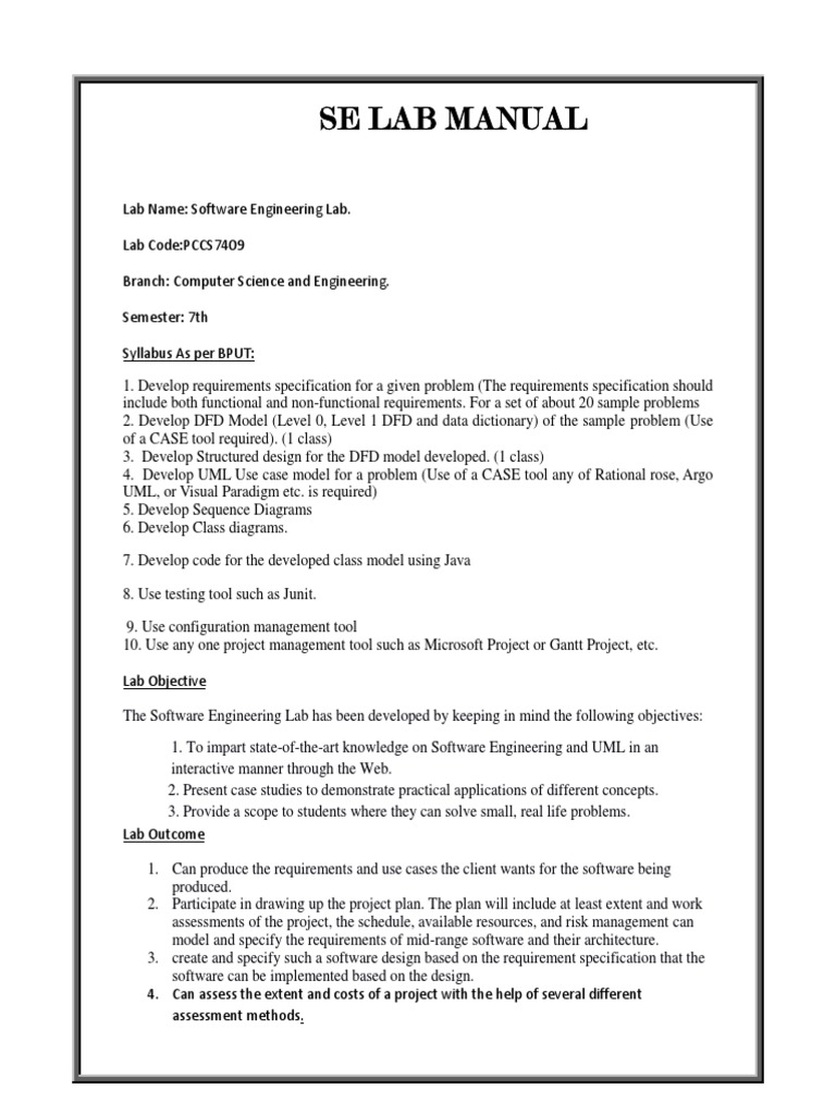 Software Engineering Lab Manual | PDF | Unit Testing | Application