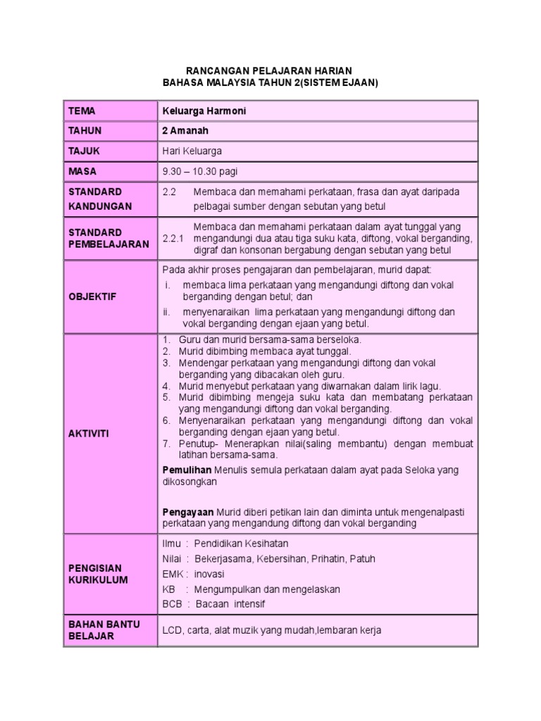 Kumpulan 6 Rph Tatabahasa Sistem Ejaan Tahun 2 Pdf