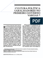 A Cultura Política Dos Trabalhadores. Jorge Ferreira