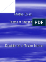 Maths Quiz: Teams of Four Please