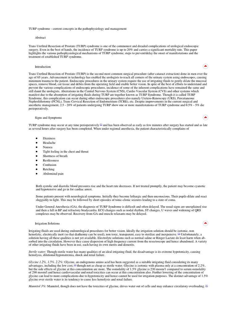 Turp Syndrome Docx Medical Specialties Medicine