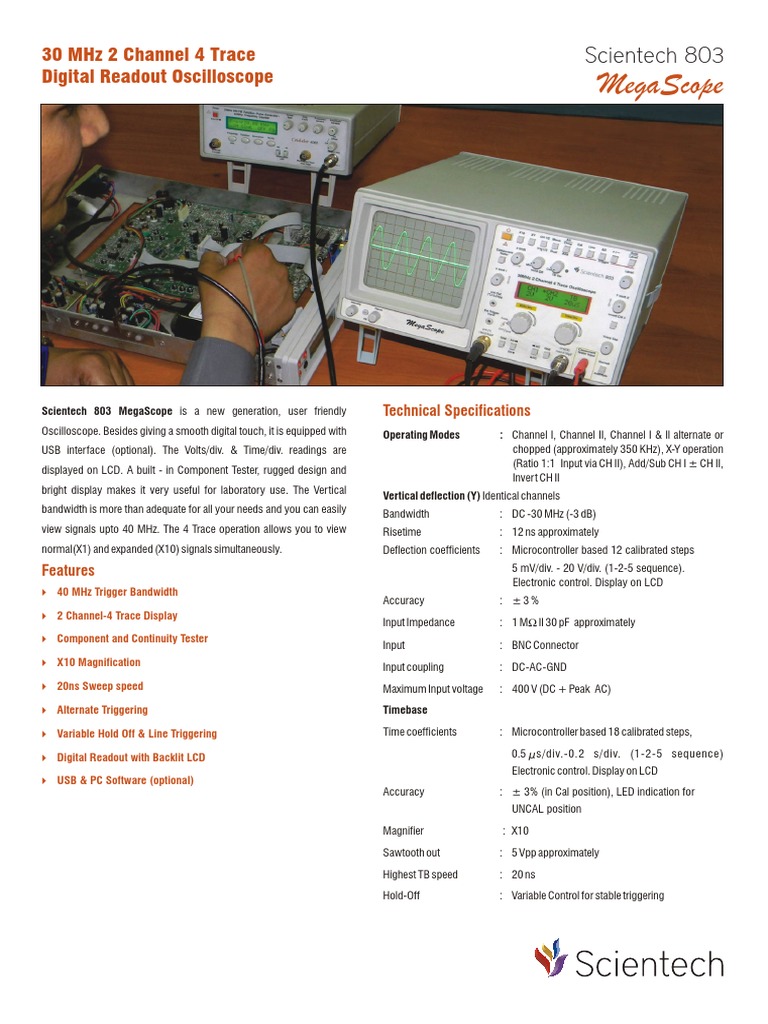 30 MHZ 2 Channel 4 Trace Digital Readout Oscilloscope With o | PDF ...