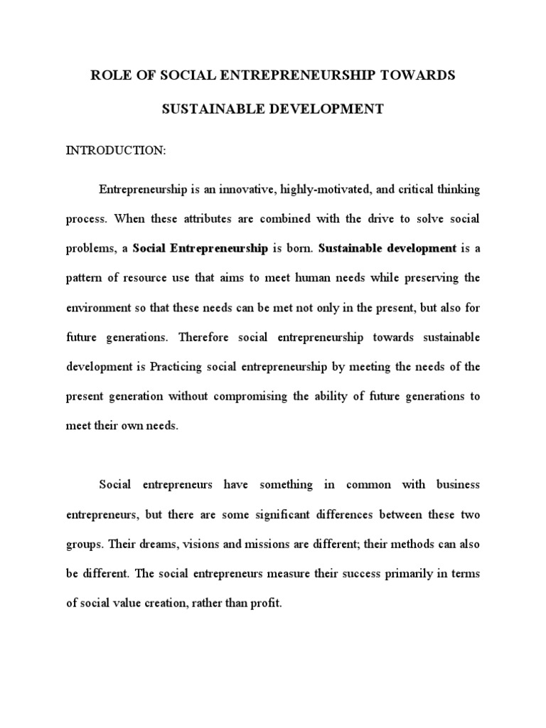 Social Entrepreneurship for Sustainability | PDF | Entrepreneurship ...