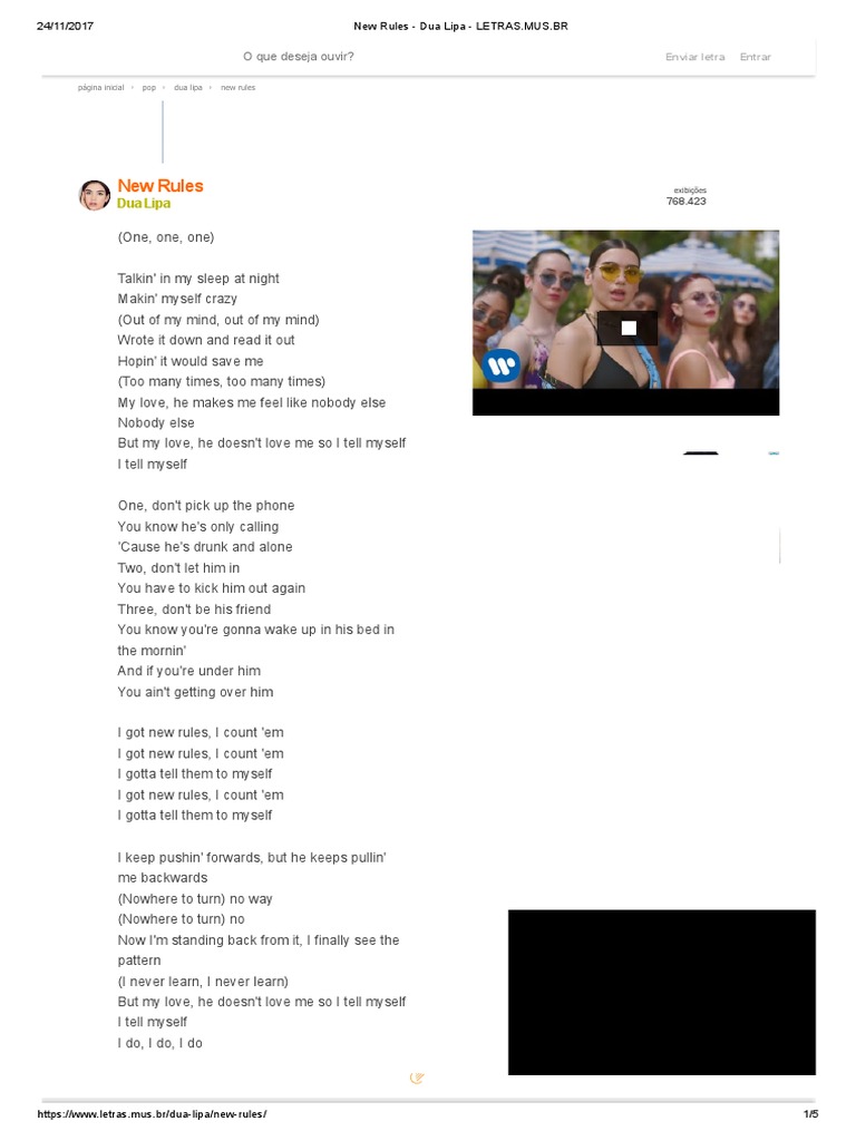 New Rules - Dua Lipa - Letras - Mus | PDF