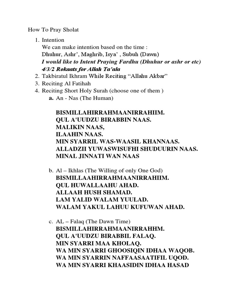 How To Pray Sholat (English Common) | PDF | Monotheistic Religions | Salat