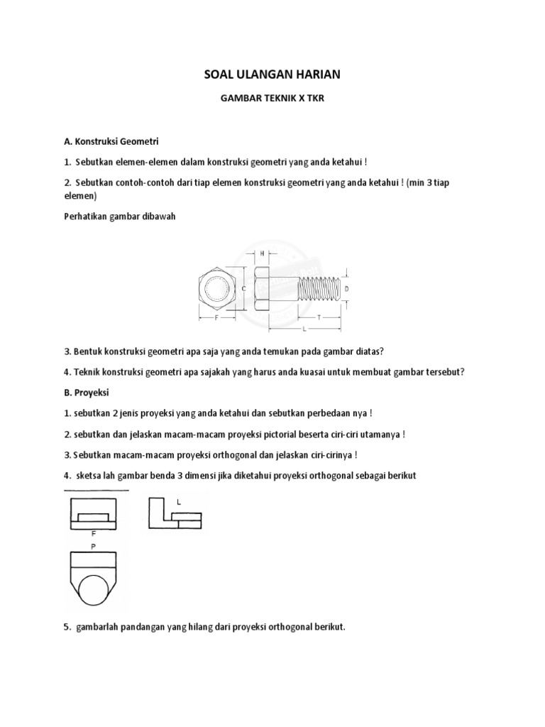 Contoh Soal Gambar Teknik Proyeksi Simply The Best Blog