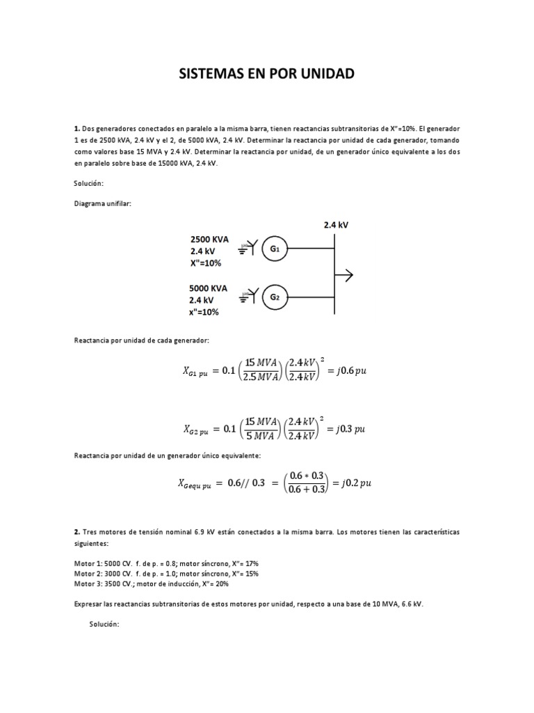 Ejercicios PU | PDF | Impedancia eléctrica | Transformador