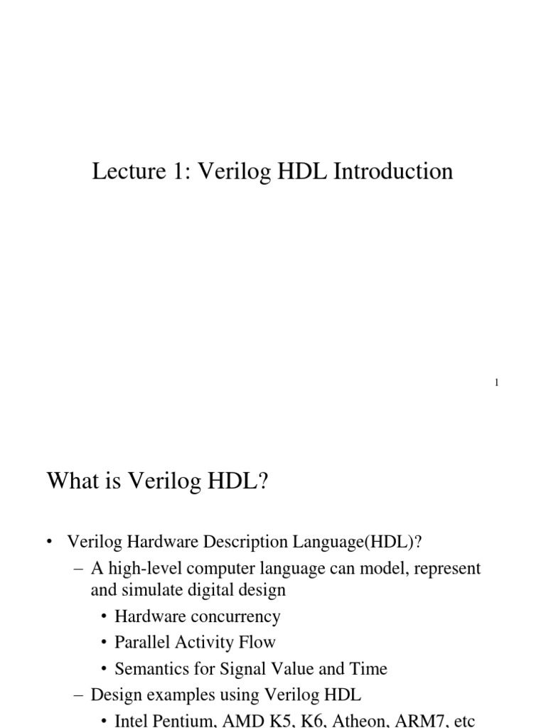 Introduction to Verilog HDL | PDF | Hardware Description Language ...