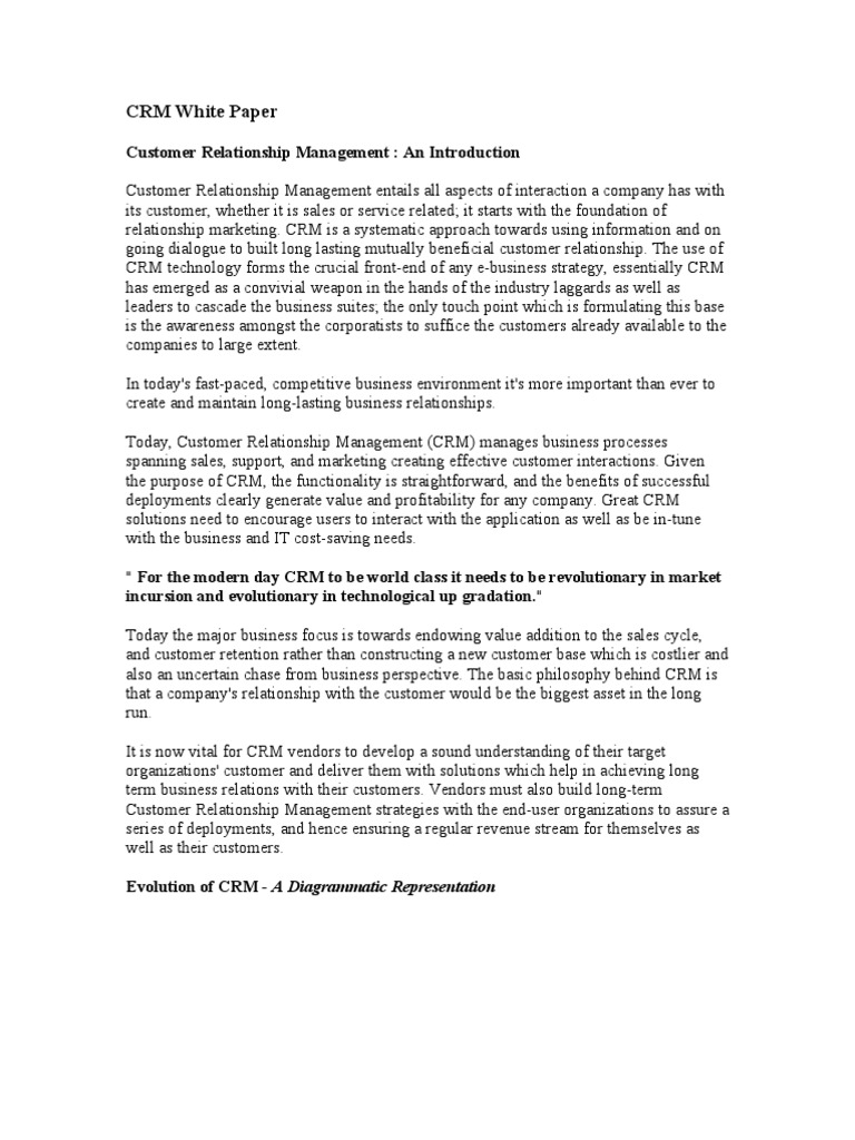 CRM White Paper PDF Sales Business Process