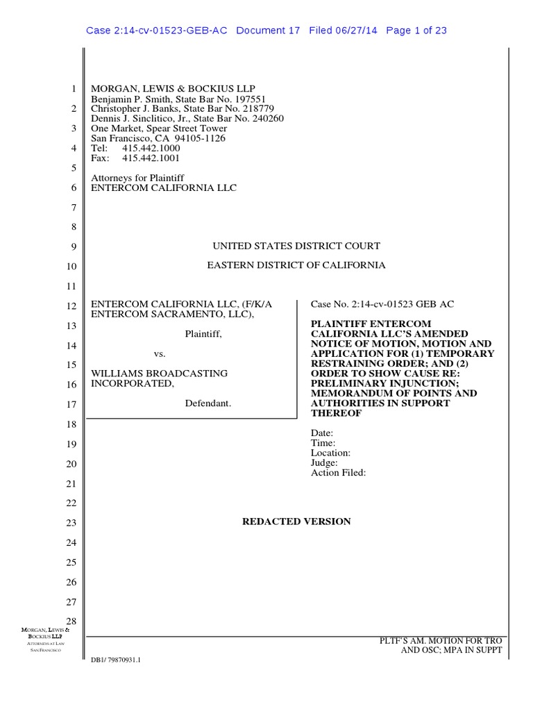 Williams Broadcasting 18 | PDF | Injunction | Restraining Order