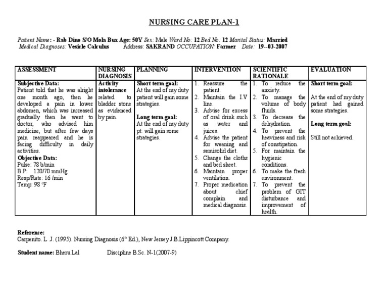 NCP 1activity Intolerance N C P BY BHERU LAL | PDF | Nursing | Clinical ...