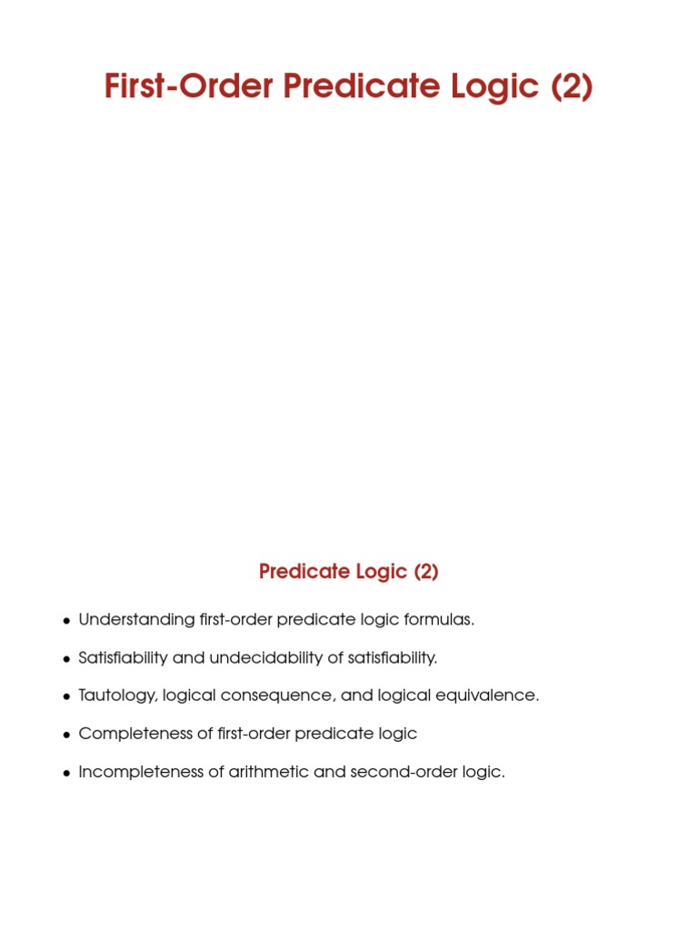 First-Order Predicate Logic | Download Free PDF | First Order Logic | Logic