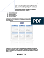 Calendario 2018 en Excel