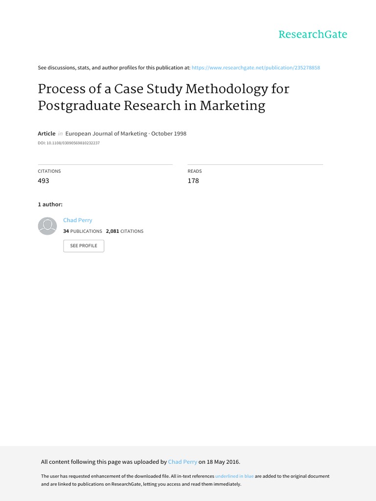 Perry 1998 EJM Case Research in Marketing | PDF | Case Study | Thesis
