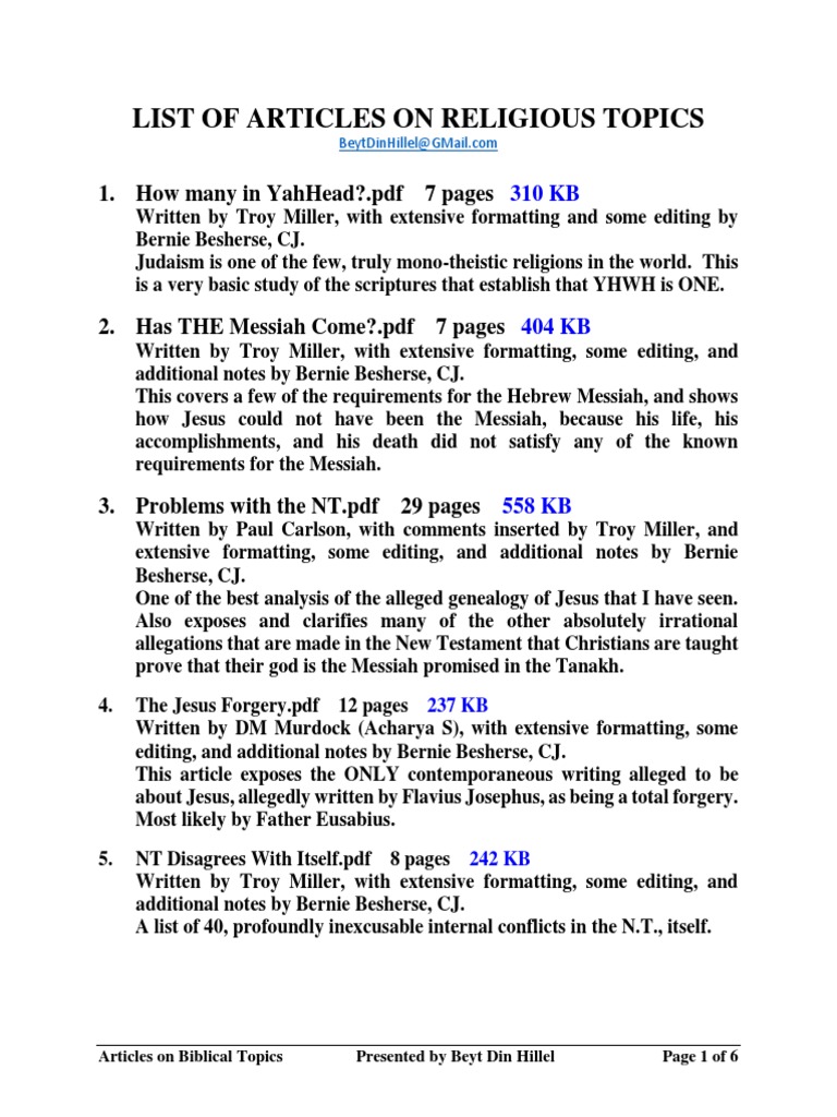 34.List Of Articles On Religious Topics (1).pdf Bible Prophecy