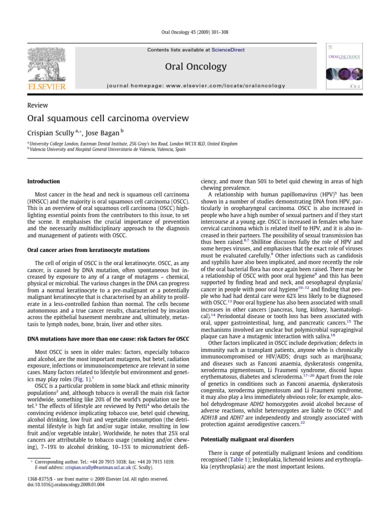 Oral Squamous Cell Carcinoma Overview | PDF | Positron Emission ...