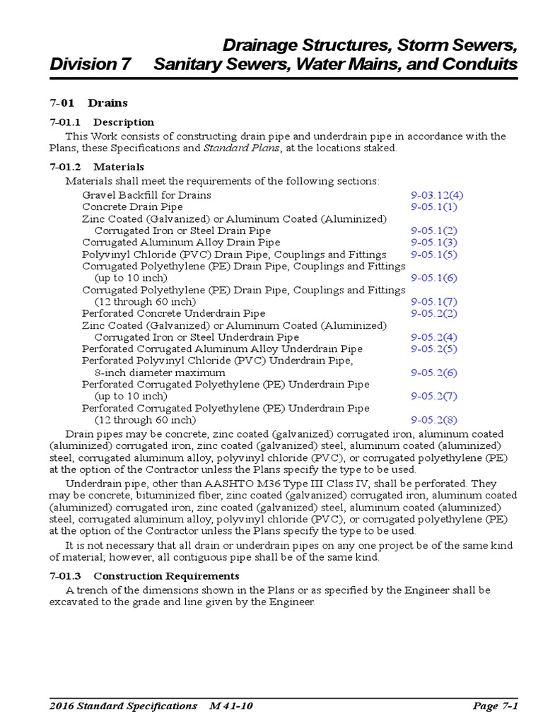 Civil Engineering Drainage Specs | PDF | Structural Steel | Pipe (Fluid ...