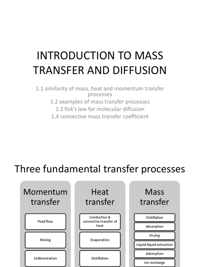 Introduction to Mass Transfer Concepts | PDF | Mass Transfer | Diffusion